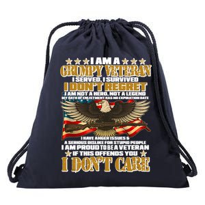 I Am A Grumpy Proud Veteran Funny Drawstring Bag