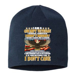 I Am A Grumpy Proud Veteran Funny Sustainable Beanie