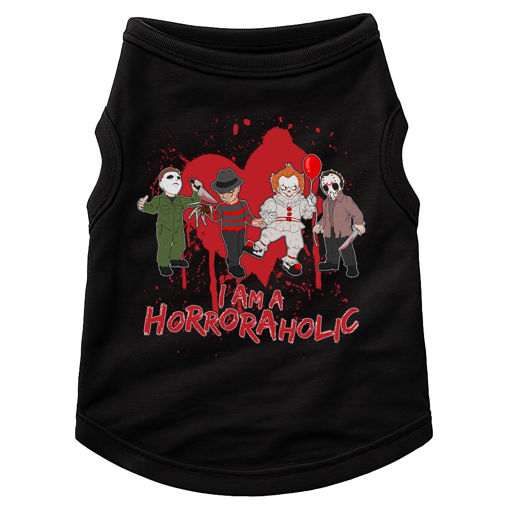 I Am A Horroraholic Funny Halloween Doggie Tank