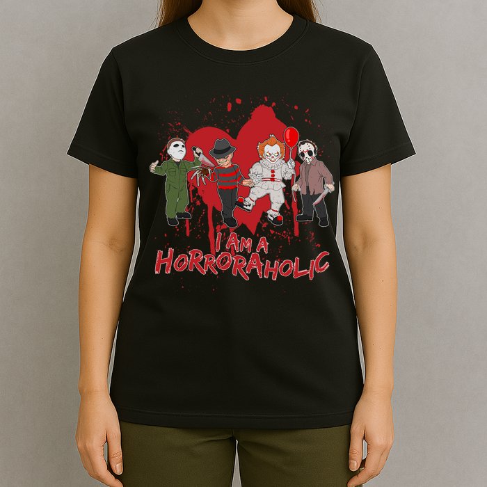I Am A Horroraholic Funny Halloween T-Shirt