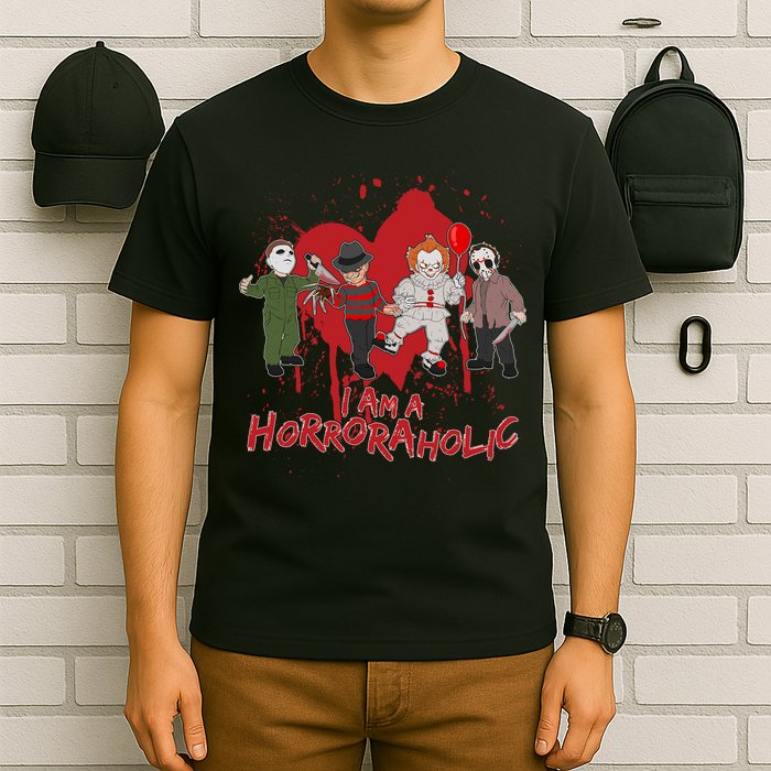 I Am A Horroraholic Funny Halloween T-Shirt