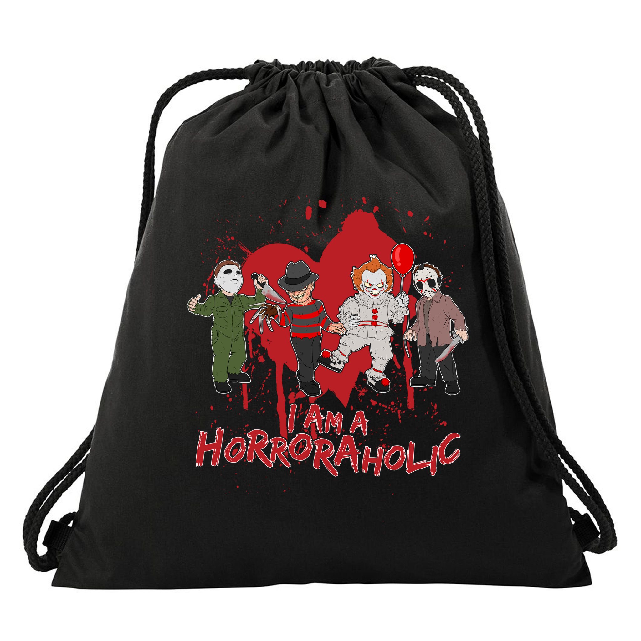 I Am A Horroraholic Funny Halloween Drawstring Bag