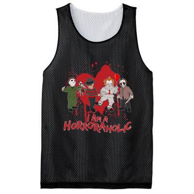 I Am A Horroraholic Funny Halloween Mesh Reversible Basketball Jersey Tank