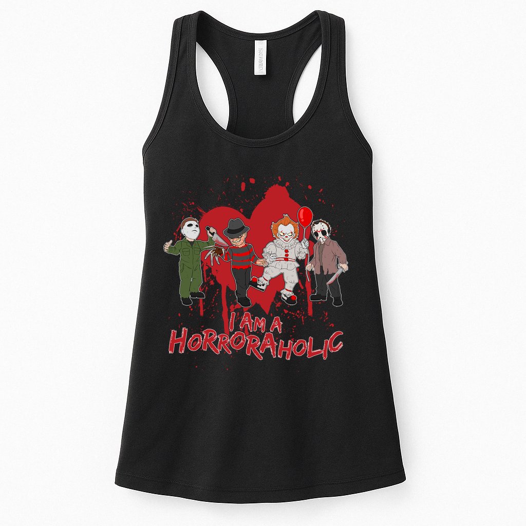 I Am A Horroraholic Funny Halloween Womens Tank Top