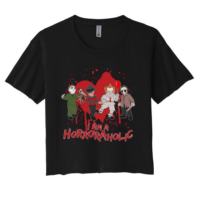 I Am A Horroraholic Funny Halloween Crop Top