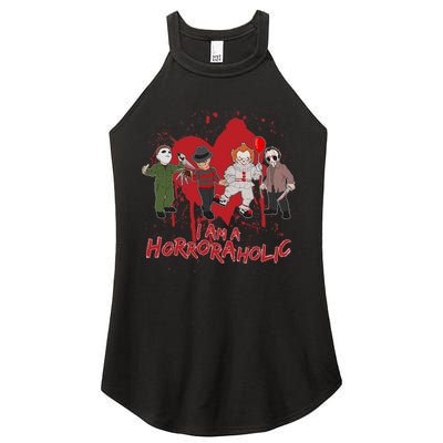 I Am A Horroraholic Funny Halloween Women's Perfect Tri Rocker Tank