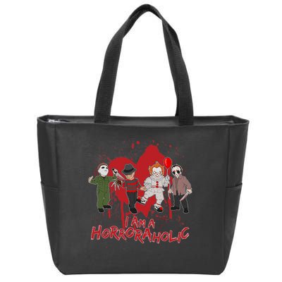 I Am A Horroraholic Funny Halloween Zip Tote Bag