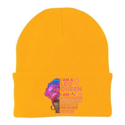 I Am A Leo Queen I Am Stronger Than You Believe Zodiac Knit Cap Winter Beanie