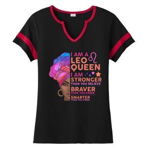 I Am A Leo Queen I Am Stronger Than You Believe Zodiac Ladies Halftime Notch Neck Tee