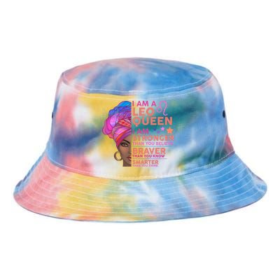 I Am A Leo Queen I Am Stronger Than You Believe Zodiac Tie Dye Newport Bucket Hat