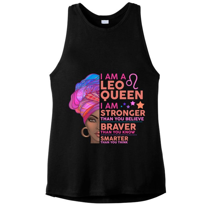 I Am A Leo Queen I Am Stronger Than You Believe Zodiac Ladies PosiCharge Tri-Blend Wicking Tank