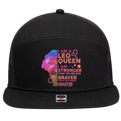 I Am A Leo Queen I Am Stronger Than You Believe Zodiac 7 Panel Mesh Trucker Snapback Hat