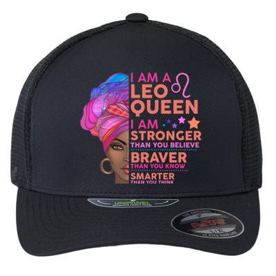 I Am A Leo Queen I Am Stronger Than You Believe Zodiac Flexfit Unipanel Trucker Cap