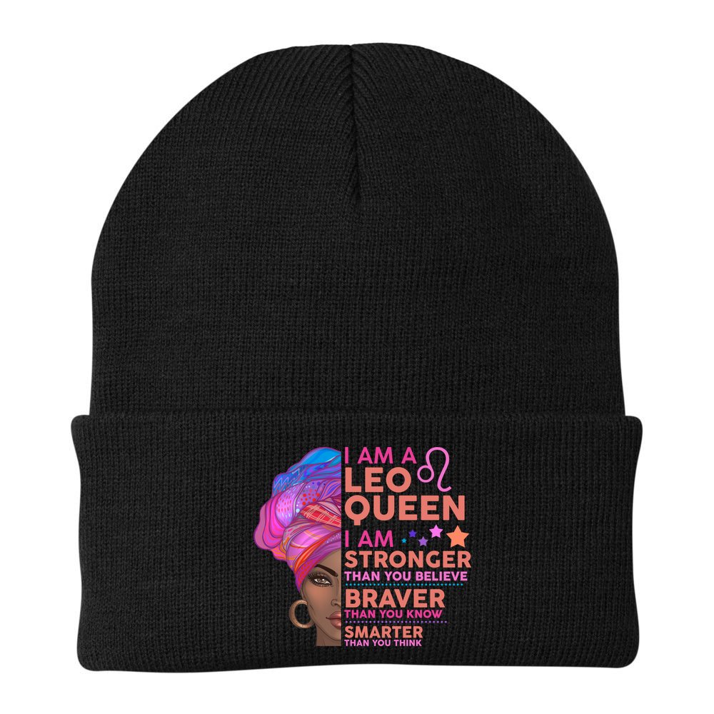 I Am A Leo Queen I Am Stronger Than You Believe Zodiac Beanie