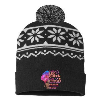 I Am A Leo Queen I Am Stronger Than You Believe Zodiac USA-Made Snowflake Beanie