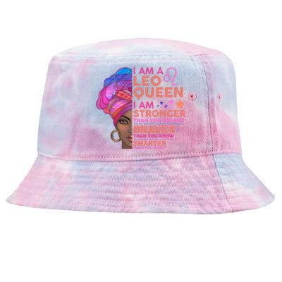 I Am A Leo Queen I Am Stronger Than You Believe Zodiac Tie-Dyed Bucket Hat