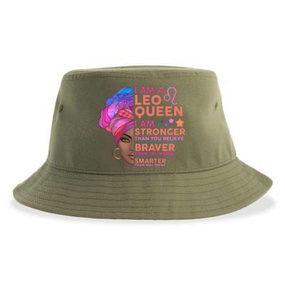 I Am A Leo Queen I Am Stronger Than You Believe Zodiac Sustainable Bucket Hat