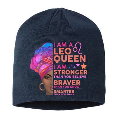 I Am A Leo Queen I Am Stronger Than You Believe Zodiac Sustainable Beanie