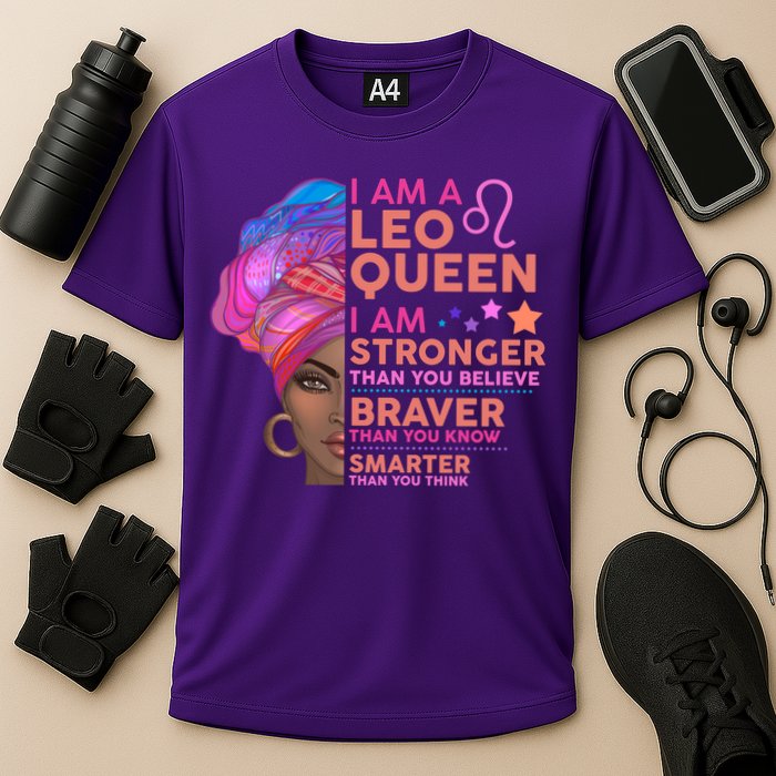 I Am A Leo Queen I Am Stronger Than You Believe Zodiac Cooling Performance Crew T-Shirt