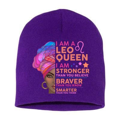 I Am A Leo Queen I Am Stronger Than You Believe Zodiac Short Acrylic Beanie