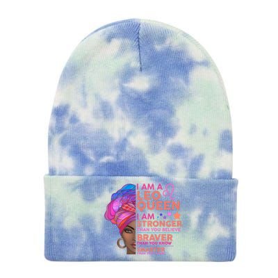 I Am A Leo Queen I Am Stronger Than You Believe Zodiac Tie Dye 12in Knit Beanie