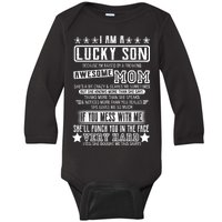 I Am A Lucky Son Funny Awesome Mom Baby Long Sleeve Bodysuit