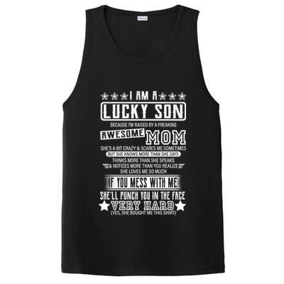 I Am A Lucky Son Funny Awesome Mom PosiCharge Competitor Tank