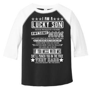 I Am A Lucky Son Funny Awesome Mom Toddler Fine Jersey T-Shirt