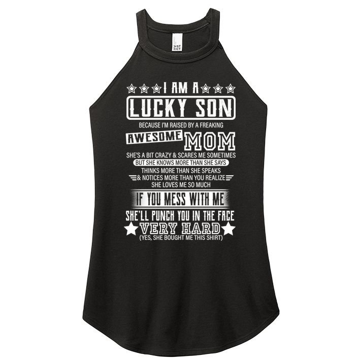 I Am A Lucky Son Funny Awesome Mom Women's Perfect Tri Rocker Tank