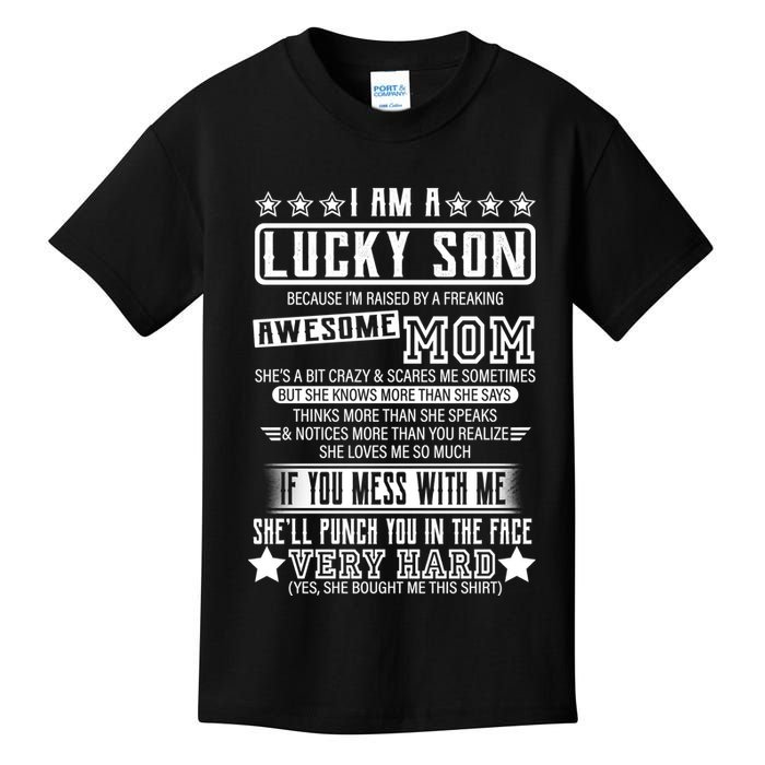 I Am A Lucky Son Funny Awesome Mom Kids T-Shirt