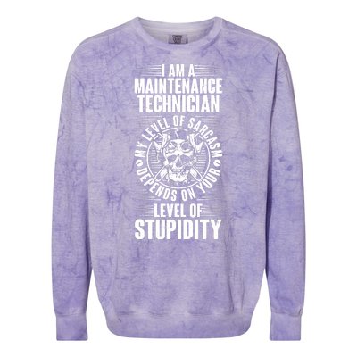 I Am A Maintenance Technician Level Of Stupidity Colorblast Crewneck Sweatshirt