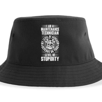 I Am A Maintenance Technician Level Of Stupidity Sustainable Bucket Hat