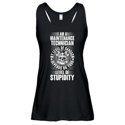 I Am A Maintenance Technician Level Of Stupidity Ladies Essential Flowy Tank