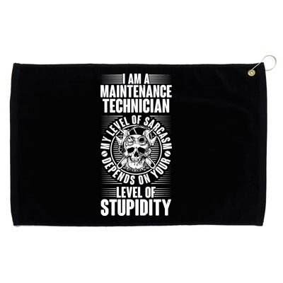 I Am A Maintenance Technician Level Of Stupidity Grommeted Golf Towel