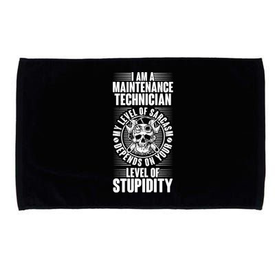 I Am A Maintenance Technician Level Of Stupidity Microfiber Hand Towel