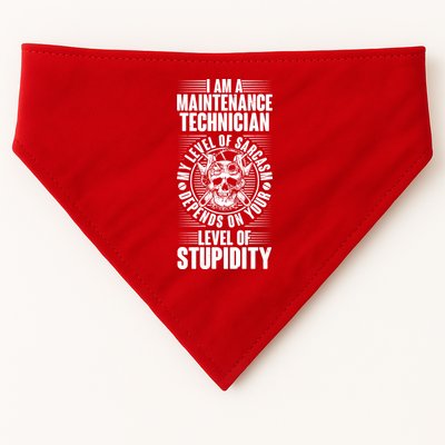 I Am A Maintenance Technician Level Of Stupidity USA-Made Doggie Bandana