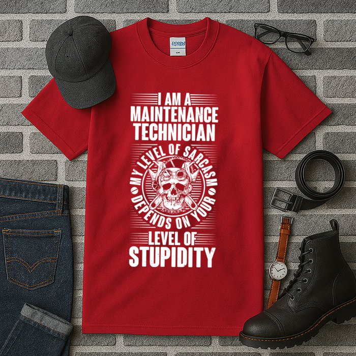 I Am A Maintenance Technician Level Of Stupidity Tall T-Shirt