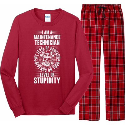 I Am A Maintenance Technician Level Of Stupidity Long Sleeve Pajama Set