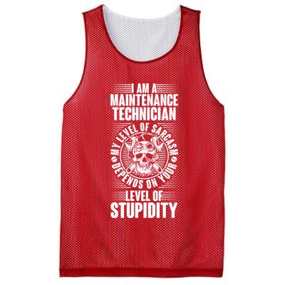 I Am A Maintenance Technician Level Of Stupidity Mesh Reversible Basketball Jersey Tank