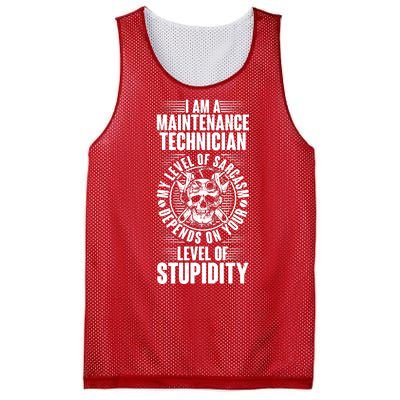 I Am A Maintenance Technician Level Of Stupidity Mesh Reversible Basketball Jersey Tank