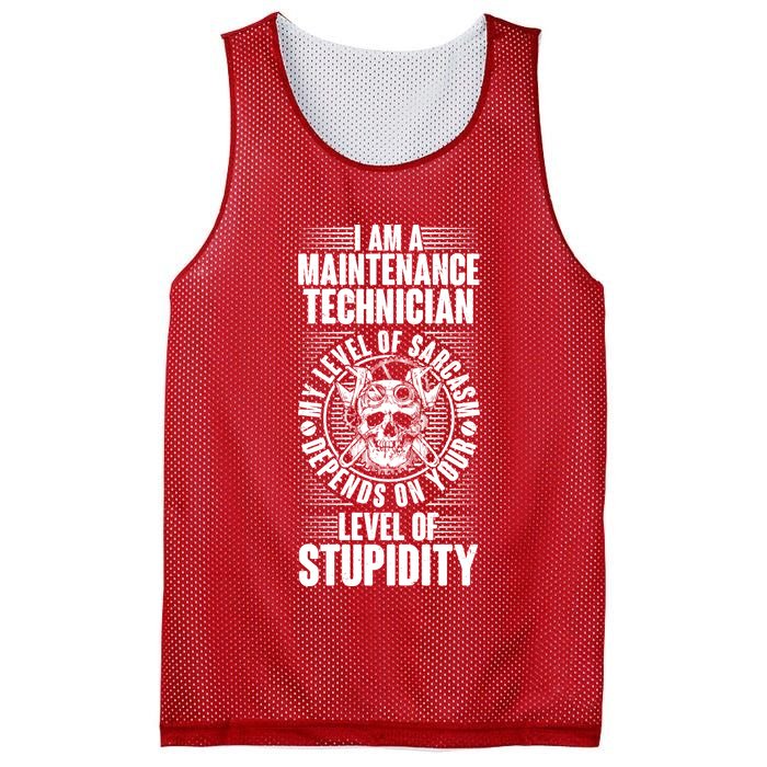 I Am A Maintenance Technician Level Of Stupidity Mesh Reversible Basketball Jersey Tank