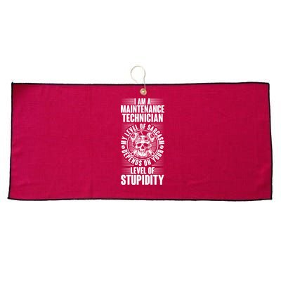 I Am A Maintenance Technician Level Of Stupidity Large Microfiber Waffle Golf Towel