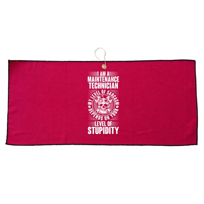 I Am A Maintenance Technician Level Of Stupidity Large Microfiber Waffle Golf Towel