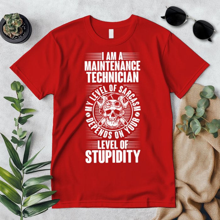 I Am A Maintenance Technician Level Of Stupidity Premium T-Shirt