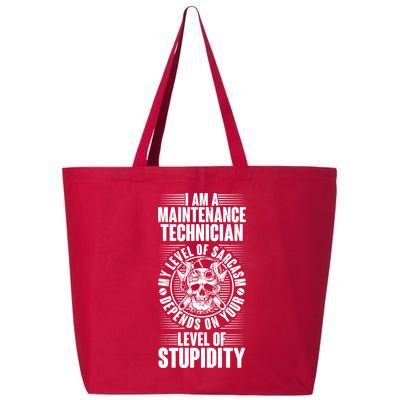 I Am A Maintenance Technician Level Of Stupidity 25L Jumbo Tote