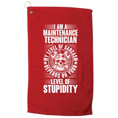 I Am A Maintenance Technician Level Of Stupidity Golf Towel