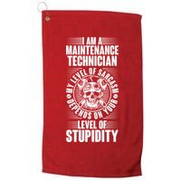I Am A Maintenance Technician Level Of Stupidity Golf Towel