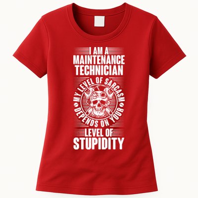 I Am A Maintenance Technician Level Of Stupidity Womens T-Shirt