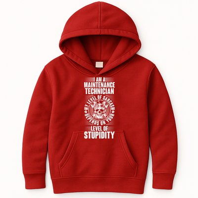 I Am A Maintenance Technician Level Of Stupidity Kids Hoodie