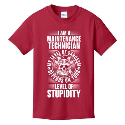 I Am A Maintenance Technician Level Of Stupidity Kids T-Shirt